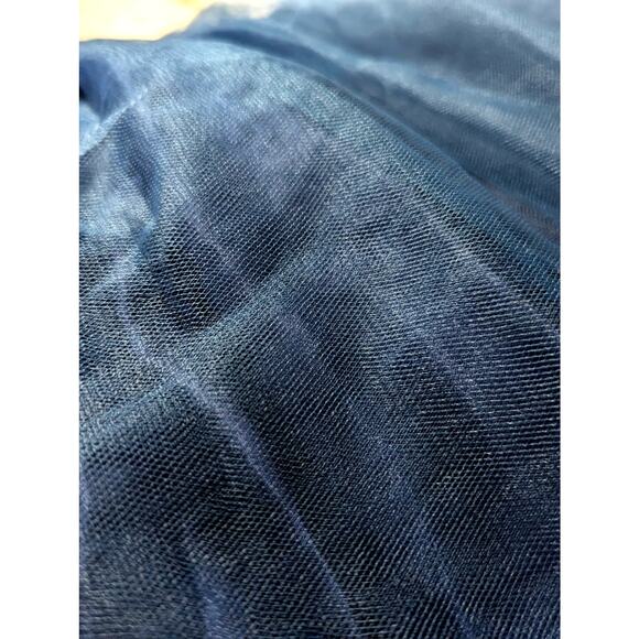 Dorissa Ivory & Navy Blue Gold Shimmer Rosette Dress Tulle Skirt | Girls Size 7 - Picture 7 of 9